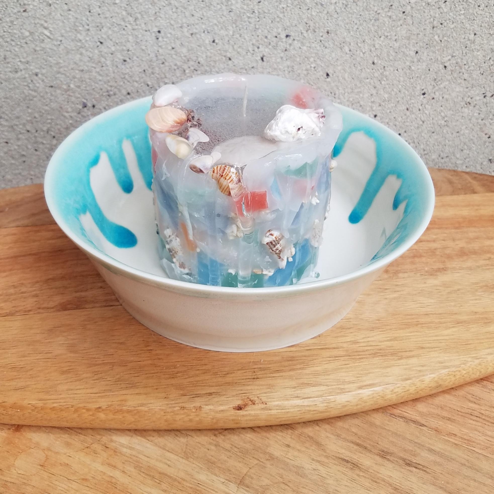 貝殻キャンドル【プライベートビーチ】陶製キャンドルトレイ ジェルワックス パラフィン★送料無料★1枚目の画像